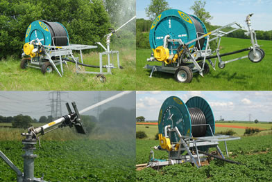 Various hose-reel irrigators in action