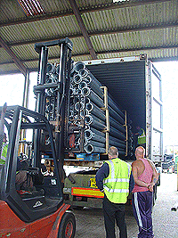 Wright Rain equipment being loaded for shippment
